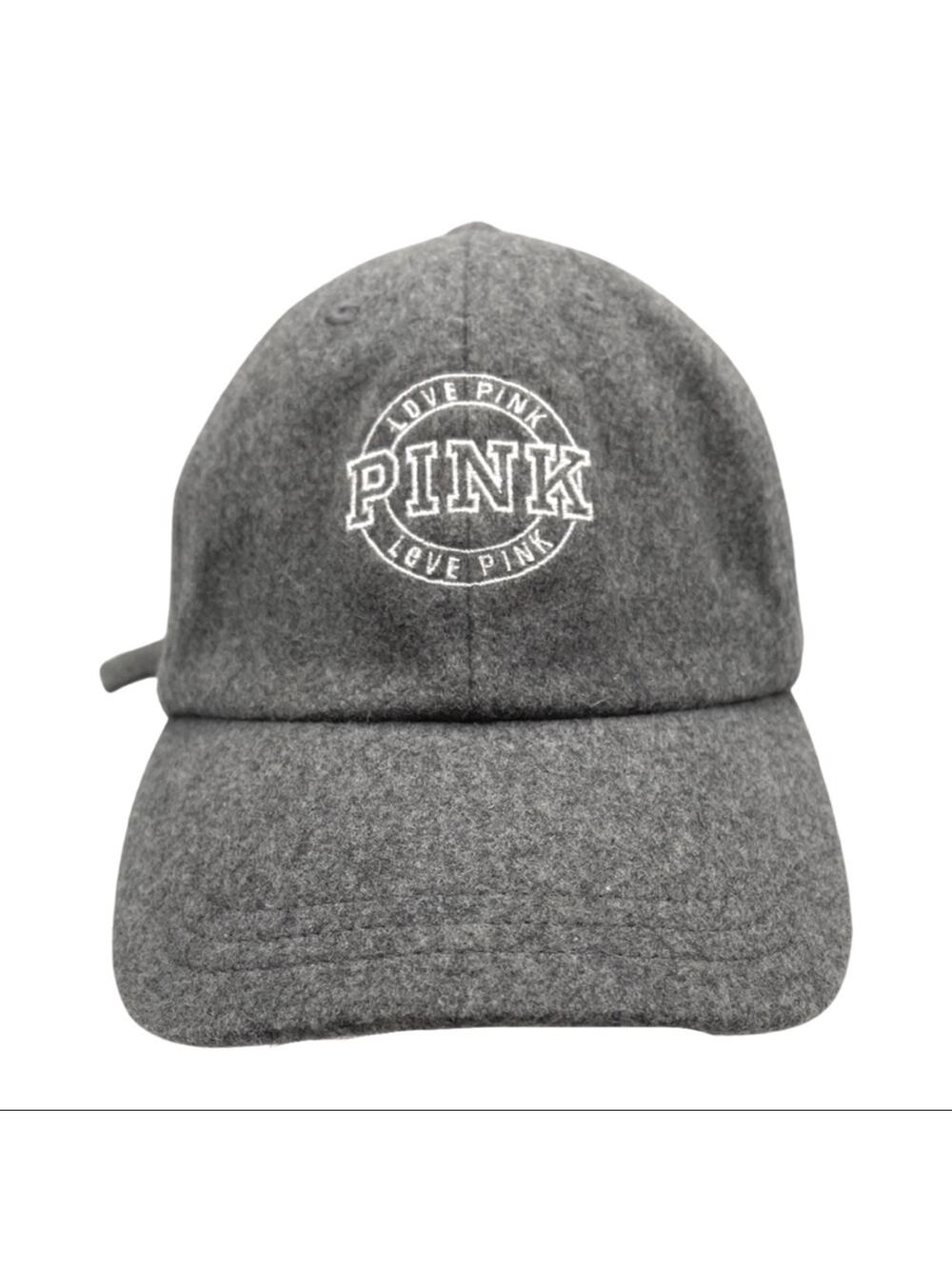 Victoria’s Secret Pink Hat Gray BaseBall Cap One Size Felt Flannel Love Pink NEW